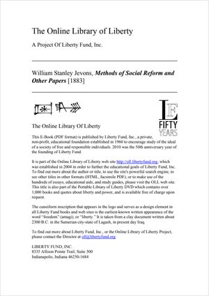 Cover of Methods of Social Reform and Other Papers