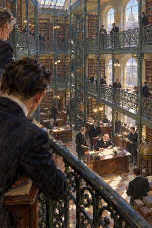 Painting: Secretary of State Knox certifies the income tax amendment in the State Department library, February 1913