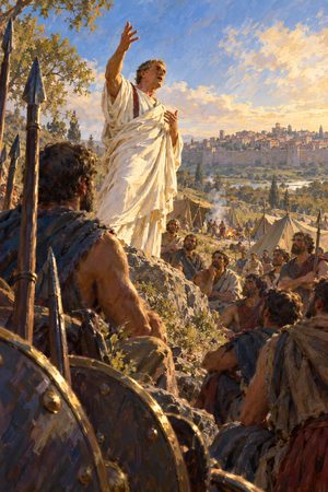 Painting: Menenius Agrippa tells his fable to the seceded plebeians on the Sacred Mount, Rome, 494 BC