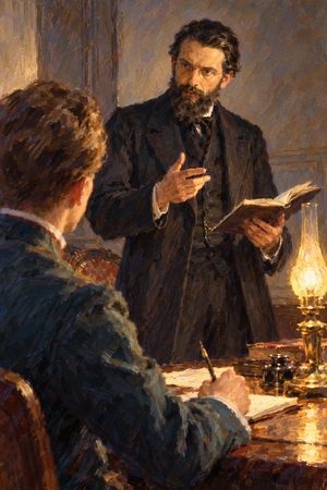 Painting: Carl Menger tutors Crown Prince Rudolf in political economy, Vienna, 1876