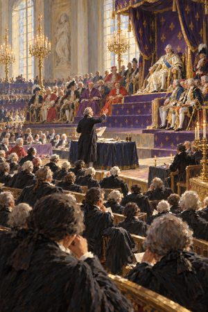 Painting: Necker addresses the Estates-General before Louis XVI, Versailles, 5 May 1789